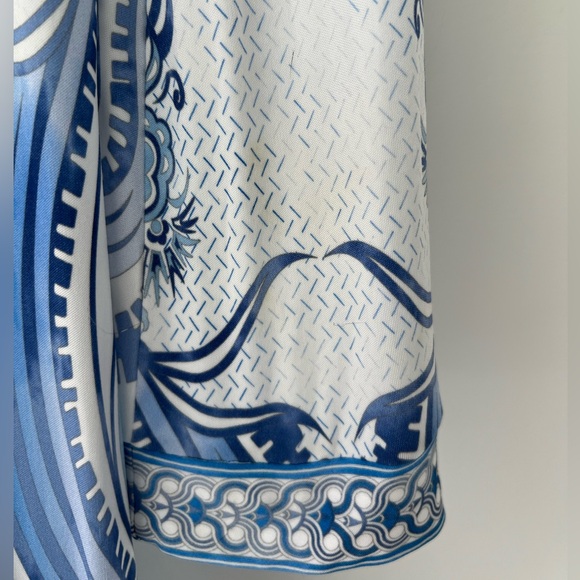 EMILIO PUCCI BLUE WHITE BELL SLEEVE SQUARE NECK DRESS SIZE IT 40 / US 6 - Picture 16 of 16